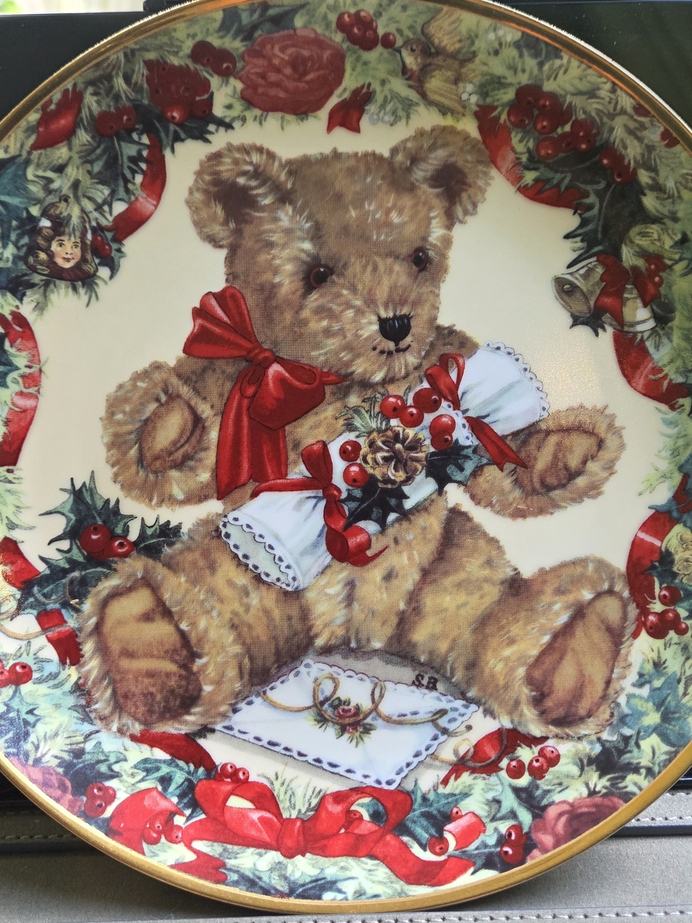 Franklin Mint Teddy Bear Holiday Plate First Christmas